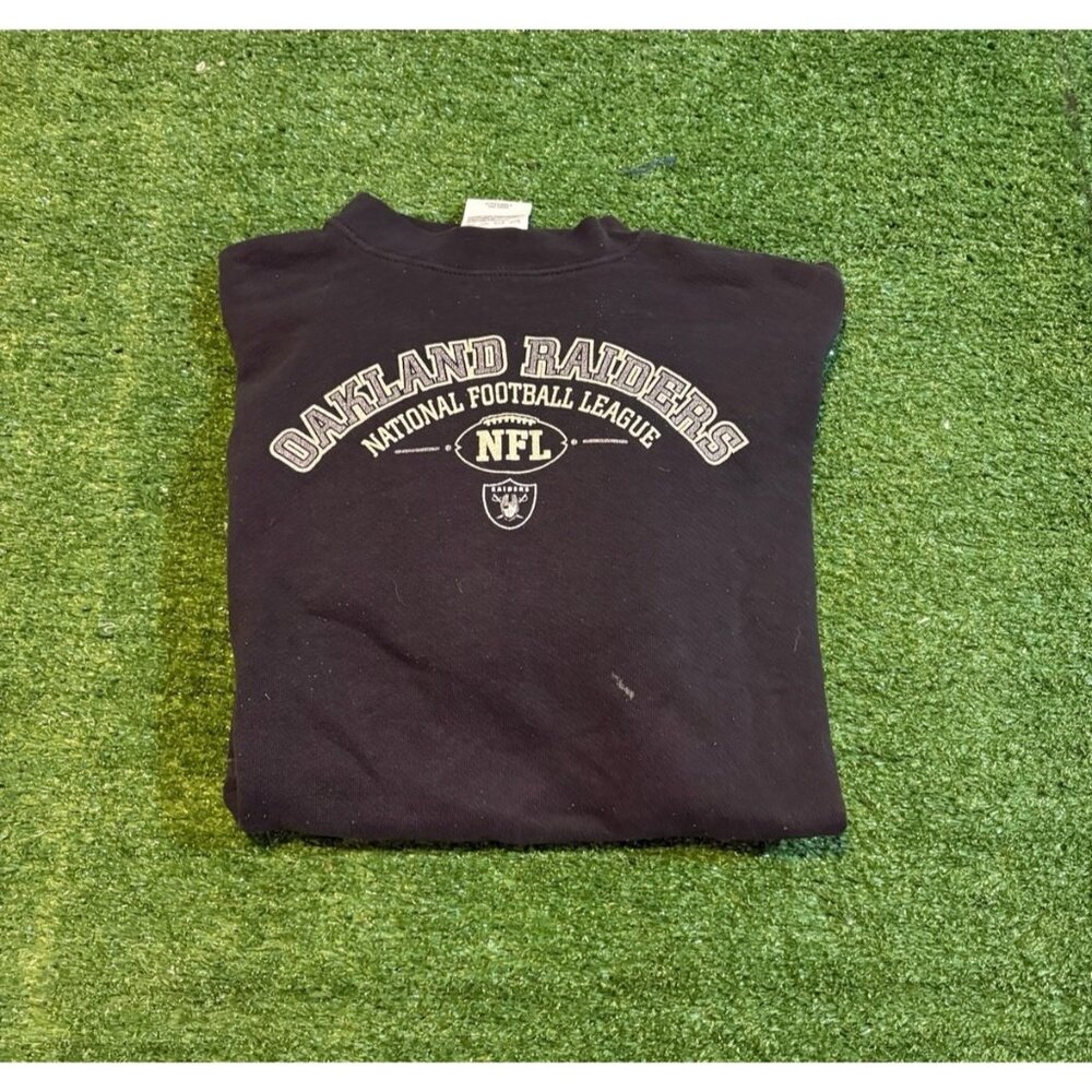 Vintage Oakland Raiders sweatshirt mens large black silver Y2K crewneck NFL